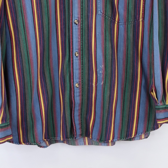 90s Streetwear Mens XL Multi-Color Striped Shirt - Picture 3 of 8
